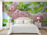 Fotobehang roze Japanse kers slaapkamer